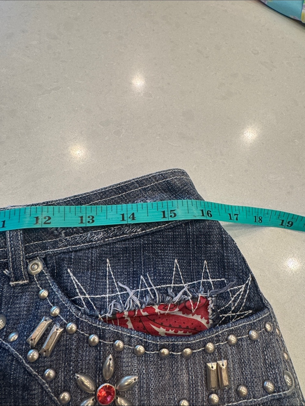 Double D Ranch Blue Denim Mini Skirt with Studs & Embroidery - Picture 3 of 11